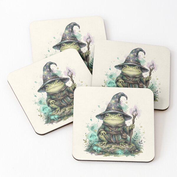 Item preview, Frog Wizard - Cute Watercolor Magic Spell Illustration designed and sold by WowDezign.