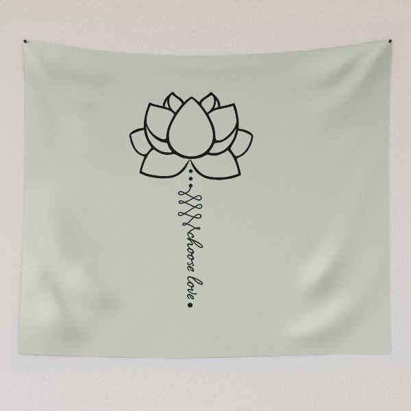 Item preview, Black Lotus Flower Choose Love – Minimalist Zen Line Art designed and sold by YogaMEHappy.