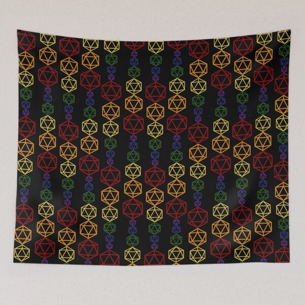 Item preview, Rainbow Zig Zag d20 Hex Pattern on Black designed and sold by TackyTime.