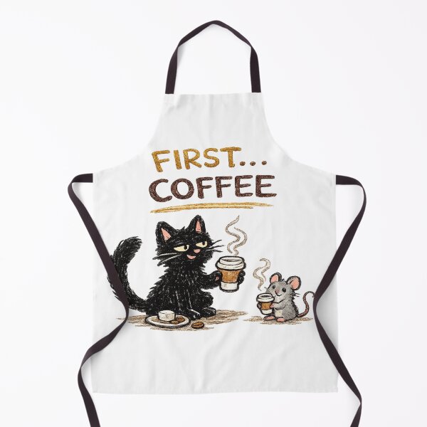 Item preview, First… Coffee – Funny Cat and Mouse Coffee Design designed and sold by IrynaLineArt.