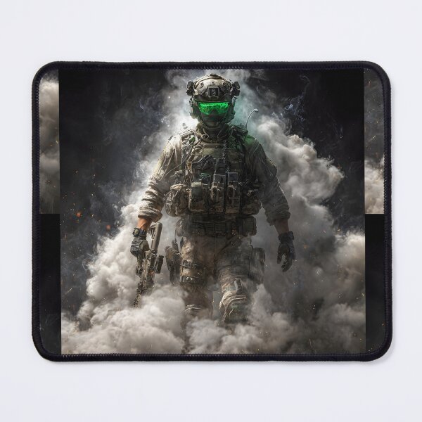 Item preview, Hyper-Realistic Special Forces Soldier Emerging From Battlefield Smoke designed and sold by MouradStudio.