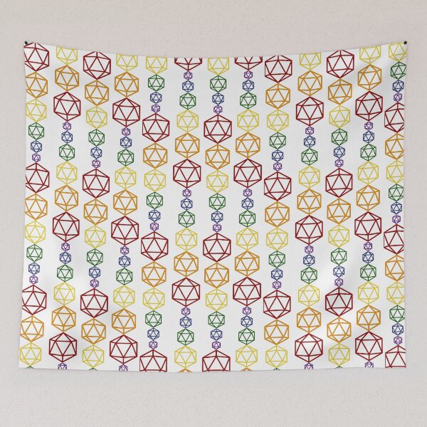 Item preview, Rainbow Zig Zag d20 Hex Pattern on White designed and sold by TackyTime.