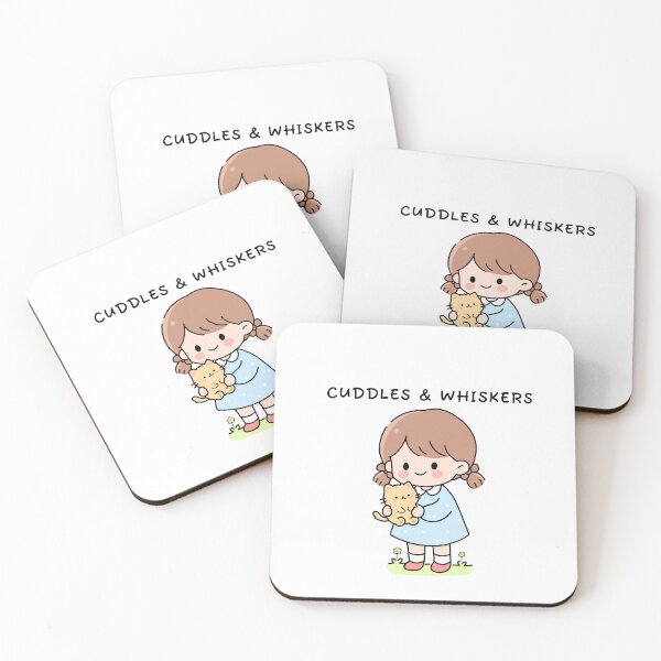 Item preview, Cute Girl Hugging Kitten Illustration  designed and sold by artwithsushie.
