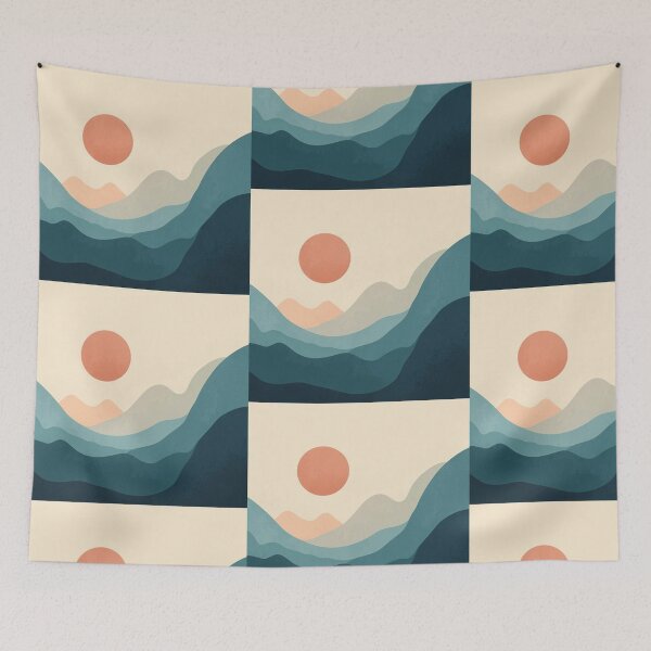 Item preview, Minimal Mountain Sunset Abstract Landscape Art designed and sold by TinyWarmThing.