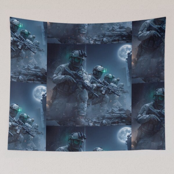Item preview, Night Ops Special Forces Squad with Glowing Green NVGs in Rubble Art designed and sold by MouradStudio.