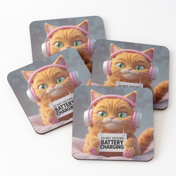 Item preview, Introvert Cute Kitty With Pink Headphones Do Not Disturb Social Battery Charging Cute Kawaii Cat Design designed and sold by Tpac-goods.