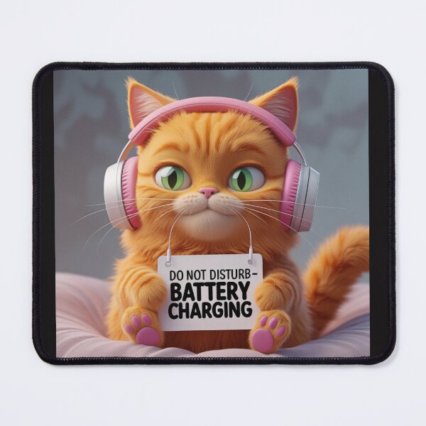 Item preview, Introvert Cute Kitty With Pink Headphones Do Not Disturb Social Battery Charging Cute Kawaii Cat Design designed and sold by Tpac-goods.