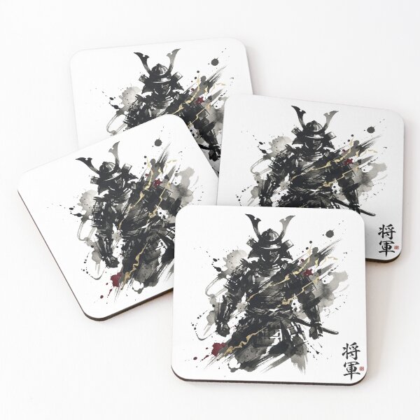 Item preview, SHOGUN Shadow Samurai Ink Art – Japanese Warrior Black & Gold Minimalist Design designed and sold by Nozomi's Japan Collection.
