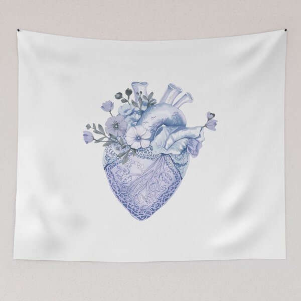 Item preview, Blue flowers and heart designed and sold by uunaa.