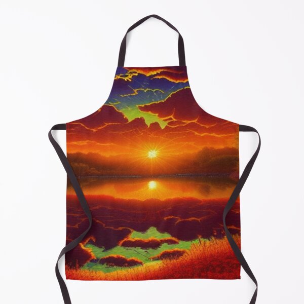 Item preview, Fiery sunlit sky over a still lake in intense, surreal colors and a magical atmosphere designed and sold by FotoworldEdel.