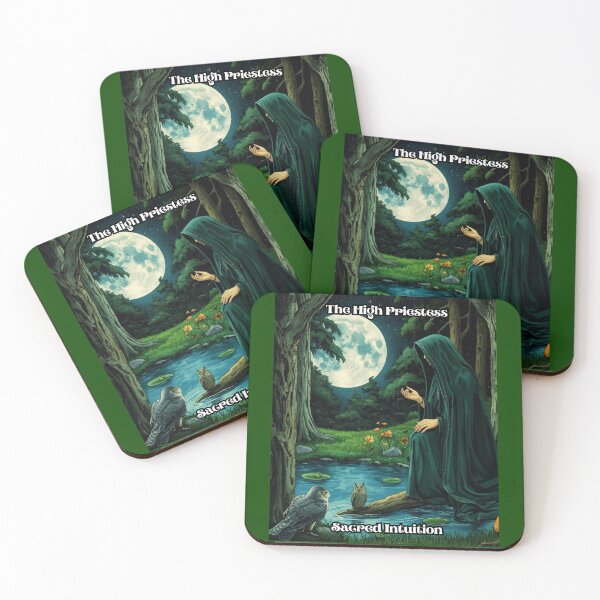 Item preview, The High Priestess - Tarot Card from Wildwood Green Witch Tarot Deck  designed and sold by Earth Nature Creations.
