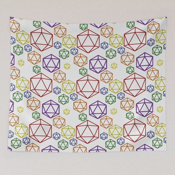 Item preview, Rainbow Abstract d20 Hex Pattern on White designed and sold by TackyTime.