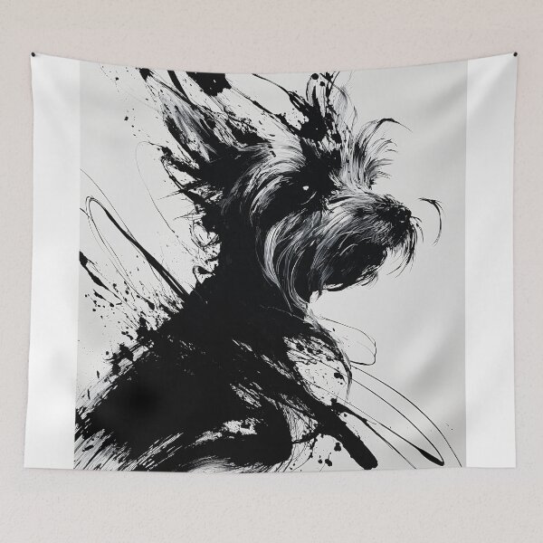 Item preview, Abstract Black and White Yorkshire Terrier Dog Portrait designed and sold by lautir.