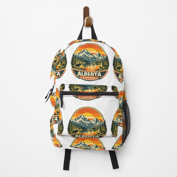 Item preview, Alberta Canada Retro Mountain Badge – Vintage Sunset Lake Wildlife Design designed and sold by Globalcitytees.