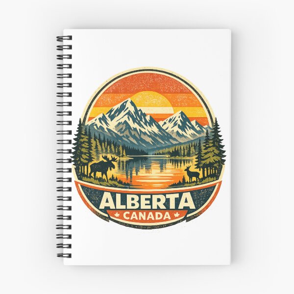 Item preview, Alberta Canada Retro Mountain Badge – Vintage Sunset Lake Wildlife Design designed and sold by Globalcitytees.