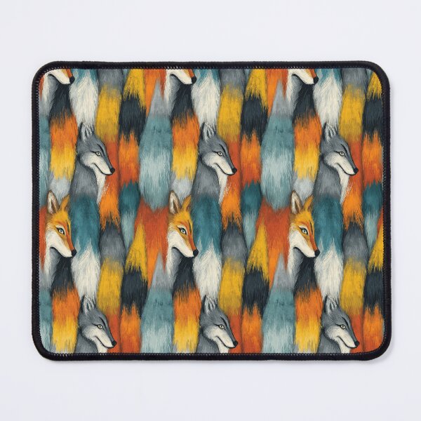 Item preview, Wolf and Fox Faces Faux Fur Seamless Pattern designed and sold by Piotrek0001.
