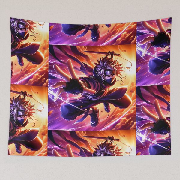 Item preview, Intensity Unbound: Arcane Ninja in Explosive Orange Sky Painting designed and sold by MouradStudio.