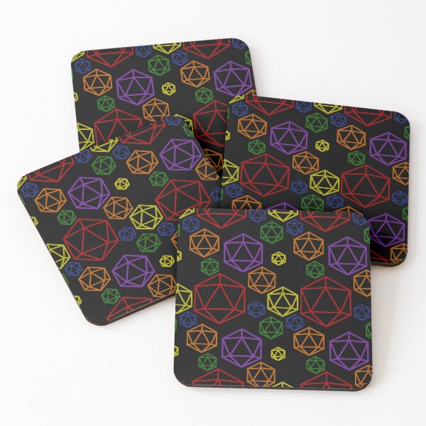 Item preview, Rainbow Abstract d20 Hex Pattern on Black designed and sold by TackyTime.