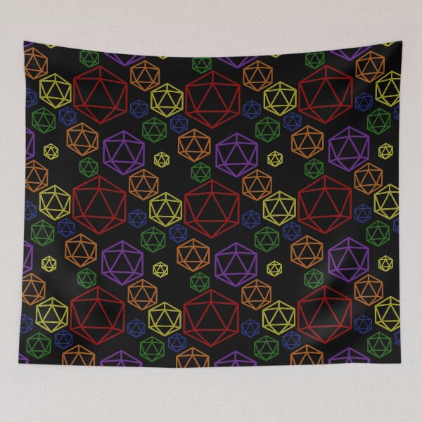 Item preview, Rainbow Abstract d20 Hex Pattern on Black designed and sold by TackyTime.