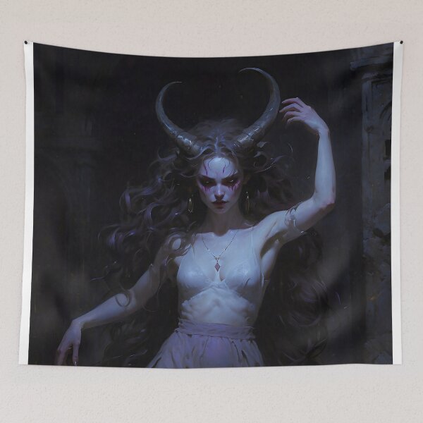 Item preview, Dark Goddess Lilith with Demon Horns Portrait designed and sold by DarkHolyQueen.