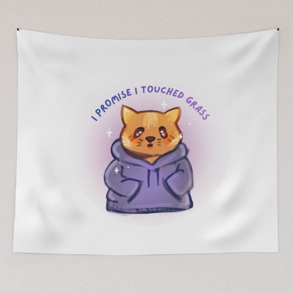 Item preview, Funny Cat Meme – I Promise I Touched Grass – Cozy Sweater Kitty designed and sold by Pindakaasje.