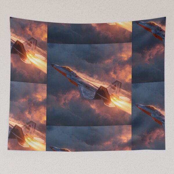 Item preview, Epic Stealth Fighter Jet with Full Afterburner Climbing Through Fiery Storm Art designed and sold by MouradStudio.