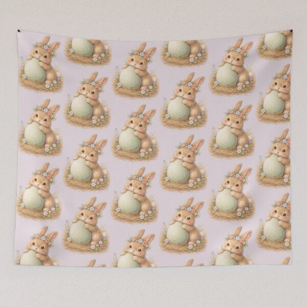 Item preview, Floral Bunny with Easter Egg – Cute Pastel Watercolour Art designed and sold by inspired-works.