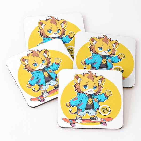 Item preview, Cute lion cub skating with colorful street style. designed and sold by MissYouONLY.