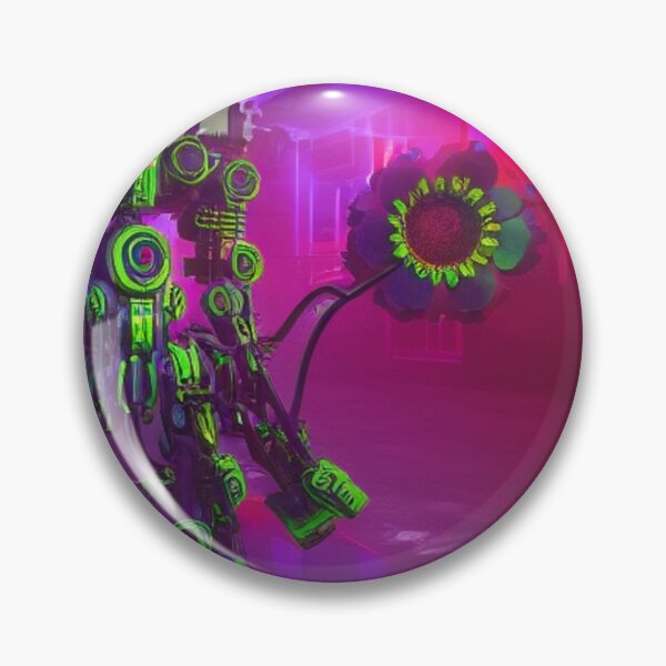 Item preview, Futuristic neon robot with a glowing flower and intense sci-fi imagination designed and sold by FotoworldEdel.