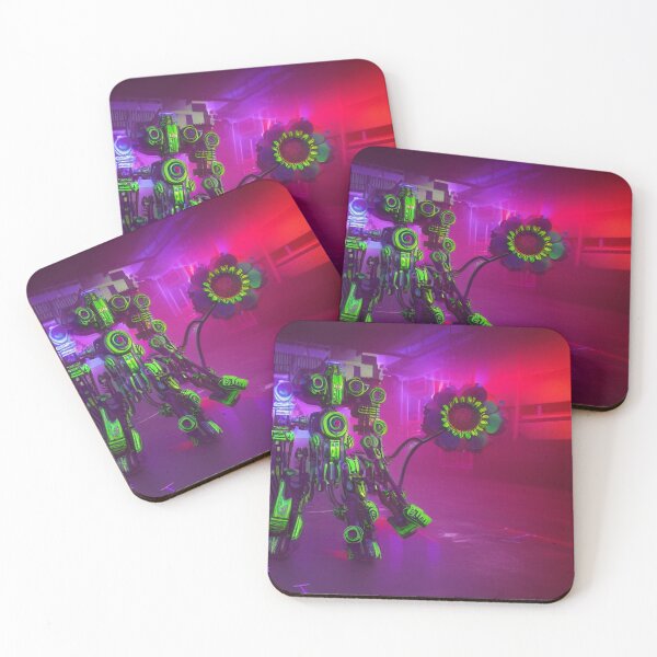 Item preview, Futuristic neon robot with a glowing flower and intense sci-fi imagination designed and sold by FotoworldEdel.