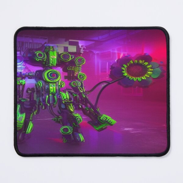 Item preview, Futuristic neon robot with a glowing flower and intense sci-fi imagination designed and sold by FotoworldEdel.