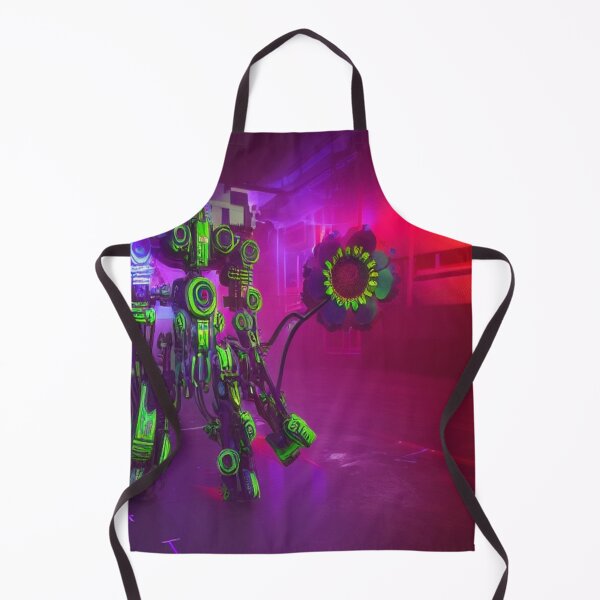 Item preview, Futuristic neon robot with a glowing flower and intense sci-fi imagination designed and sold by FotoworldEdel.