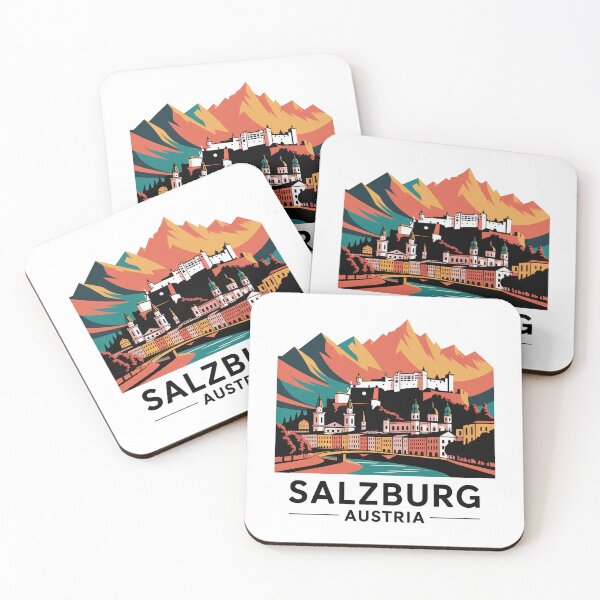 Artikelvorschau, Salzburg Sticker. Austria Skyline Design. Alpine Travel Illustration entworfen und verkauft von pod24.