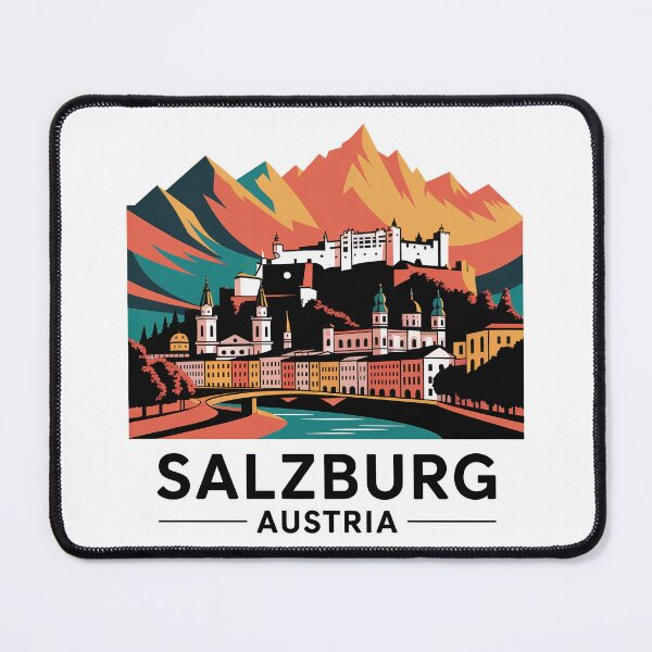 Artikelvorschau, Salzburg Sticker. Austria Skyline Design. Alpine Travel Illustration entworfen und verkauft von pod24.