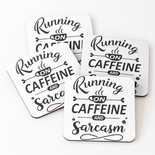 Item preview, Running on Caffeine and Sarcasm Typography Design | Funny Coffee Lover Quote | Sarcastic Humor Gift | Barista Humor Art designed and sold by PnrArtDesign.
