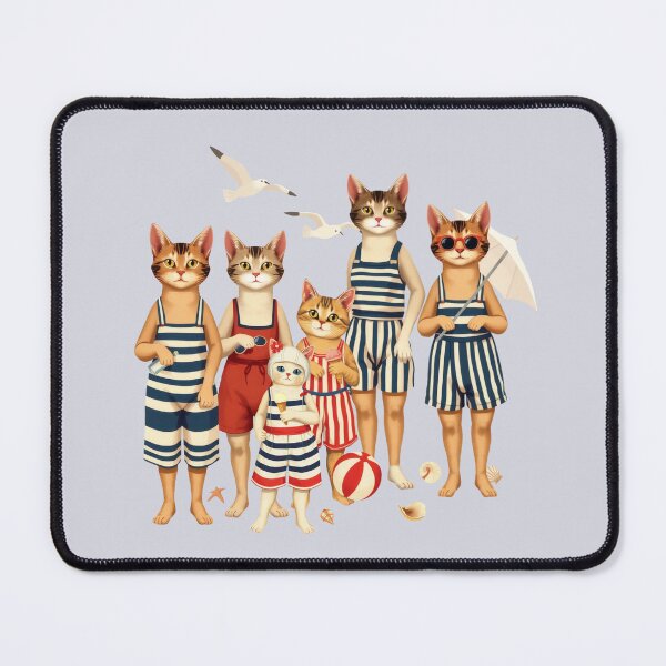 Item preview, Anthropomorphic Cat Family on a Beach | Summer Vacation designed and sold by UnhingedBird.