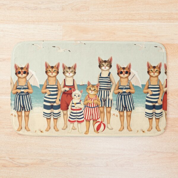Item preview, Anthropomorphic Cat Family on a Beach | Summer Vacation designed and sold by UnhingedBird.