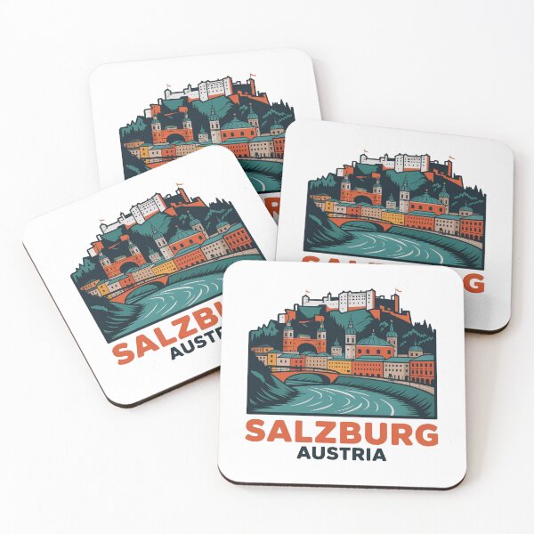 Artikelvorschau, Salzburg Skyline Sticker. Austria Travel Design. Alpine City Illustration entworfen und verkauft von pod24.