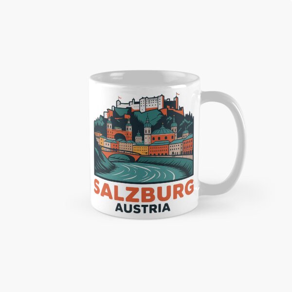 Item preview, Salzburg skyline stickers. Austria Travel Design. Alpine city illustration designed and sold by pod24.