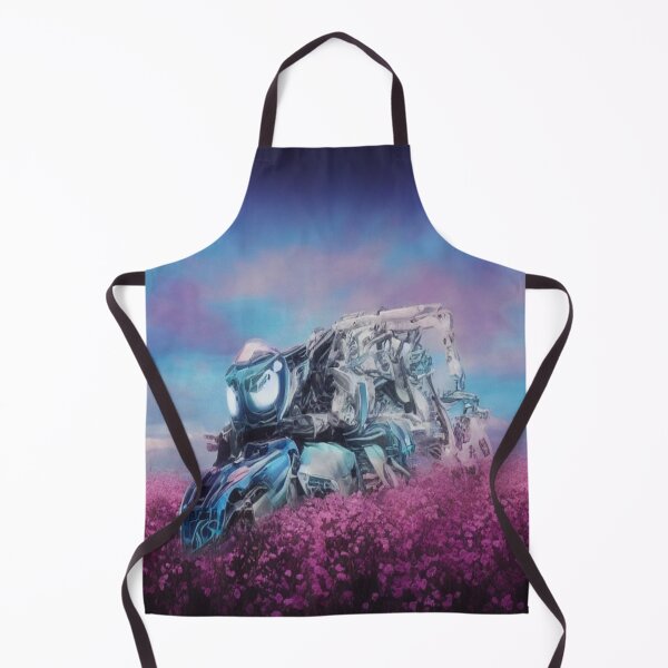 Item preview, Futuristic cyber-insect in a luminous flower meadow under a surreal neon sky designed and sold by FotoworldEdel.
