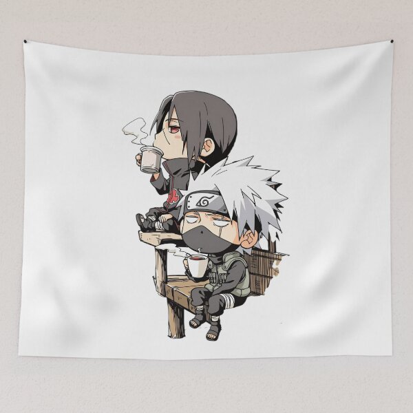 Item preview, Chibi Ninja Coffee Break – Relaxed Anime Style Duo Drinking Tea designed and sold by Dyan4.