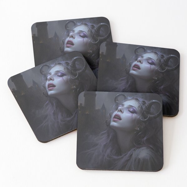 Item preview, Moody Gothic Girl with Horns and Purple Hair designed and sold by DarkHolyQueen.
