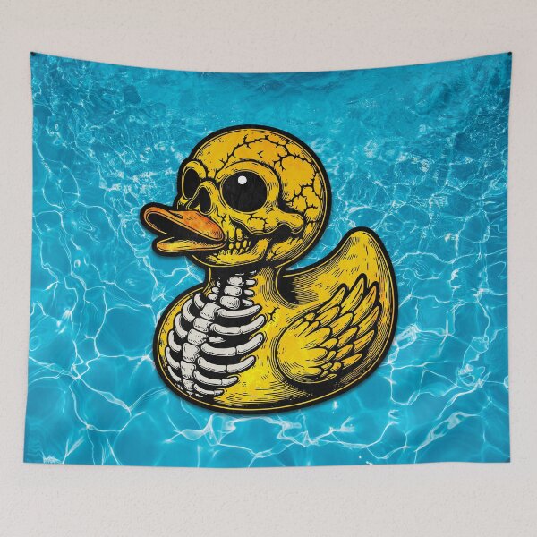 Artikelvorschau, T-Shirt mit Skelett-Quietscheente | Jeep-Design mit Ente und Ente | Lustige, gruselige Jeep-Enten-Grafik entworfen und verkauft von artistwill.