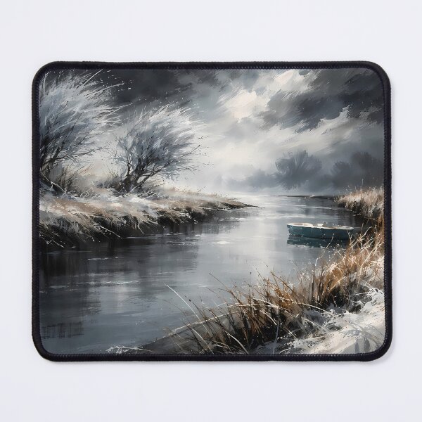 Item preview, Winter River with Lonely Boat designed and sold by cuprum.