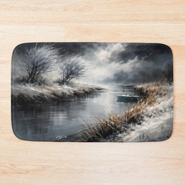 Item preview, Winter River with Lonely Boat designed and sold by cuprum.