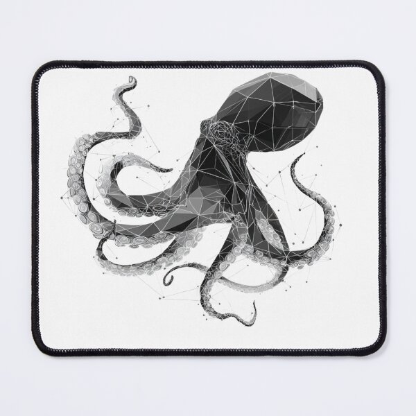Item preview, Geometric Octopus Dark Constellation | Black and White Ocean Art designed and sold by TypoArtPrints.