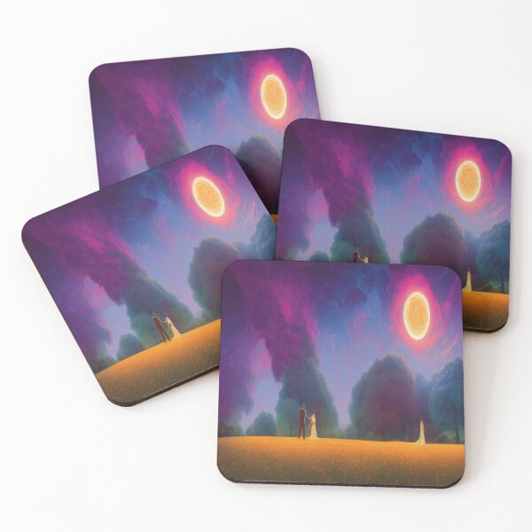Item preview, Surreal dreamscape with golden fields, luminous skies, and mystical figures designed and sold by FotoworldEdel.