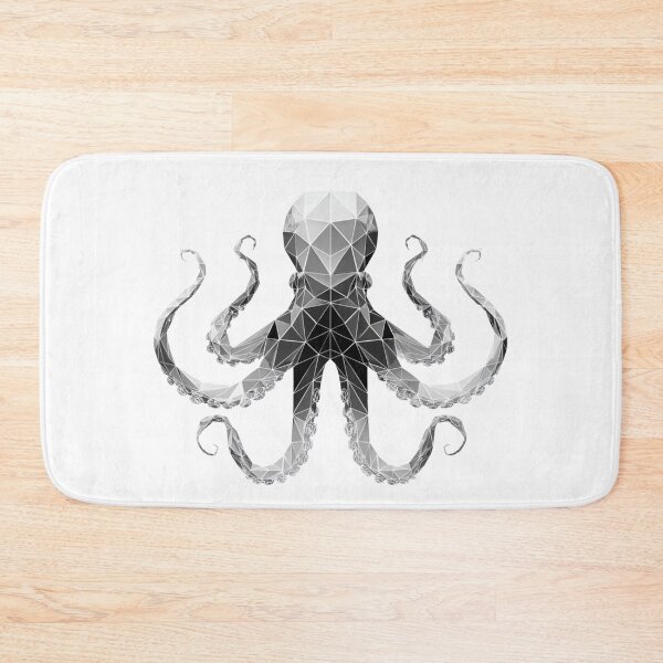 Item preview, Bold Geometric Octopus Minimal | Black and White Marine Art designed and sold by TypoArtPrints.
