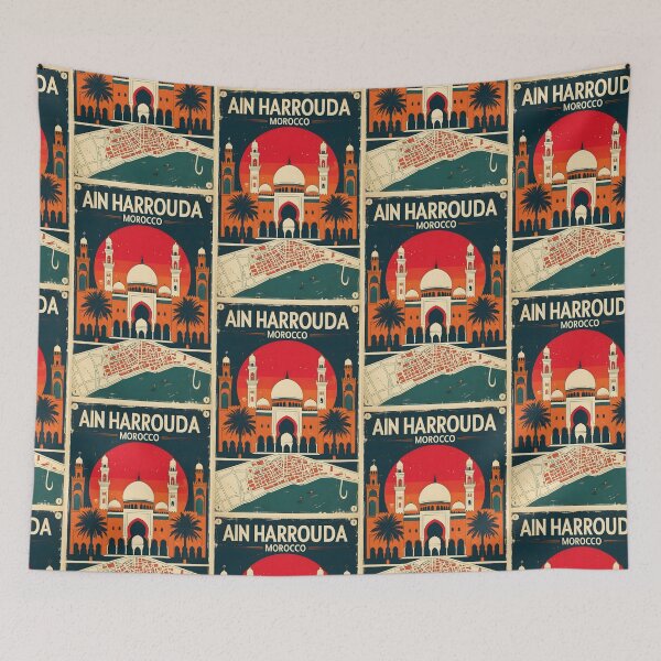 Item preview, Ain Harrouda Morocco Retro Vintage Travel Design designed and sold by TravelersGems.