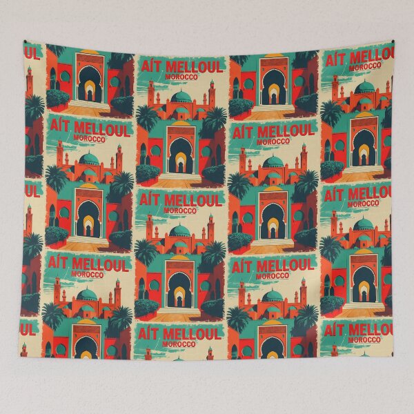 Item preview, Ait Melloul Morocco Retro Vintage Travel Design designed and sold by TravelersGems.